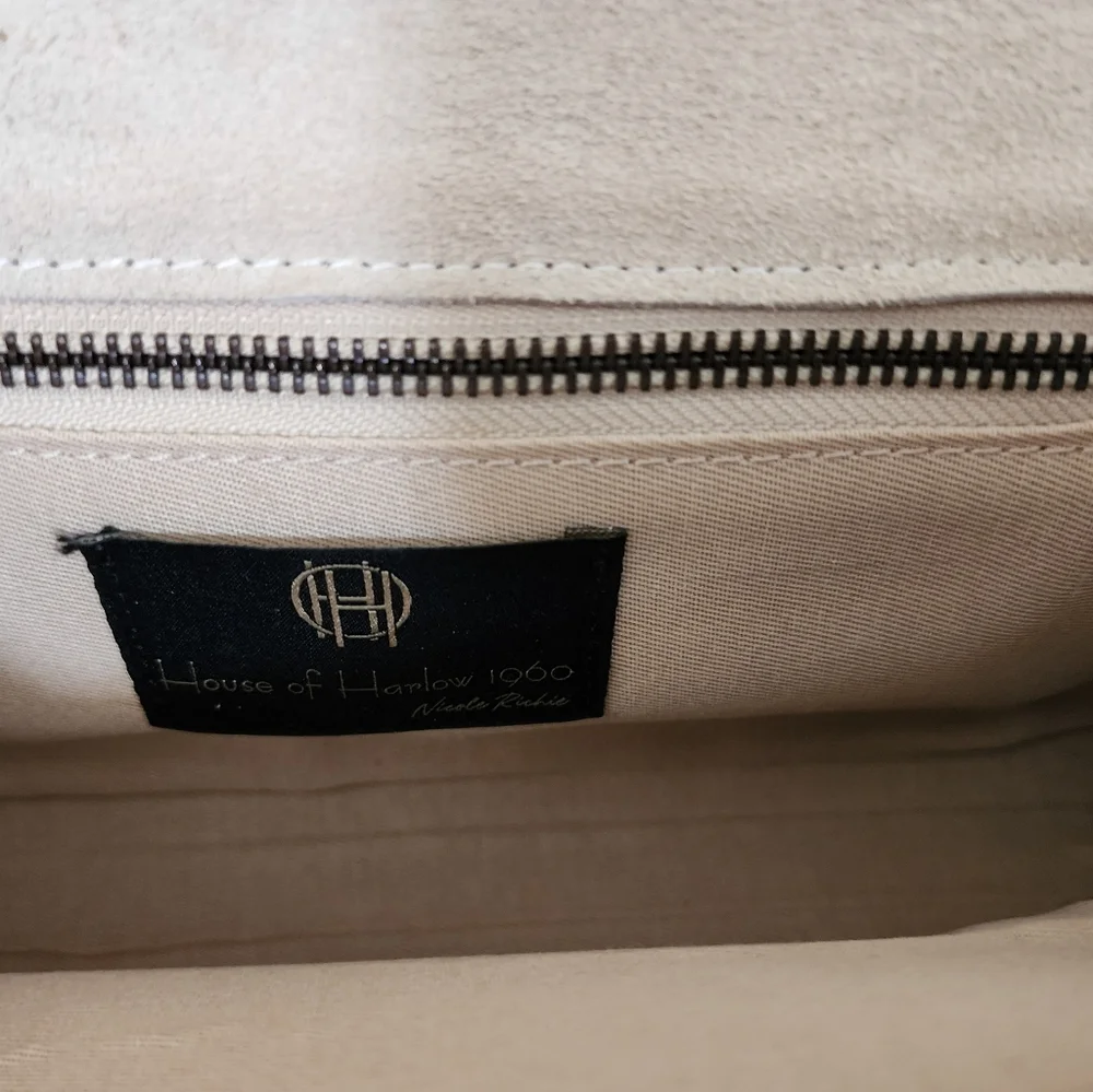 NWOT Revolve House of Harlow 1960‎ Cream White Leather Stud Clutch Crossbody Bag